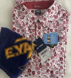 [訳あり] 新品・タグ付きYONEX メンズ花柄シャツ Mゴルフウェア＋おまけのサムネイル