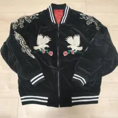 横須賀 スカジャン 黒 別珍 鷲刺繍
