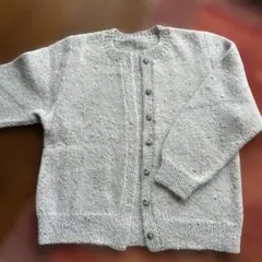 手編みグレー ニットカーディガン Mサイズ