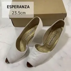 【美品】ESPERANZA パンプス 23.5cm ホワイト 白 箱あり