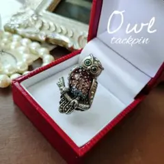 梟 ミミズク フクロウ アウル タックピン ピンブローチ パヴェ クラシック
