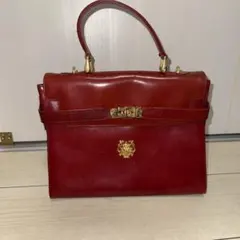 conte san giorgioレッド レザー ハンドバッグ ゴールド金具