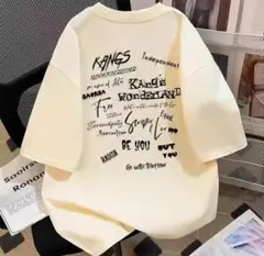 オーバーサイズ Tシャツ クリーム色 グラフィックプリント