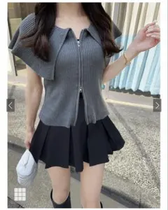 【新品タグあり】グレイル GRL ノースリーブニットトップス グレー Mサイズ