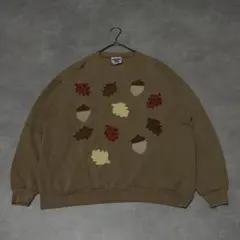 90s Lee オールドスウェット フェードブラウン リーフ柄 ナチュラル 古着