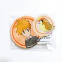 ポケモンマスターズEX　ポケモン＆トレーナー缶バッジ 【グリーン&ピジョット】