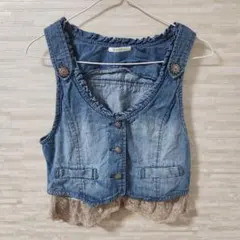 axes femme アクシーズファム デニムベスト レース裾のサムネイル