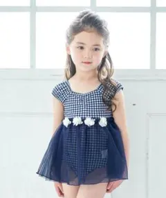 アプレレクール　ギンガムチェック　チュール　水着　120