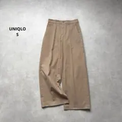 ①UNIQLO ワイドチノパンツ　ベージュ　S⚪︎469828◾️裾上済