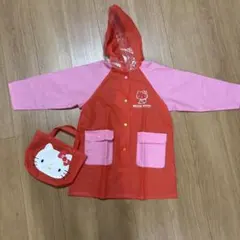 HELLO KITTY レインコート バッグ付き　100 ポケット付
