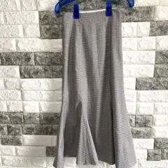【フリーズマート】マーメイドロングスカート (F)チェック柄　W後ろゴム　美品