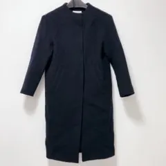 マッキントッシュフィロソフィー　ウール　ノーカラー　コート　ネイビー
