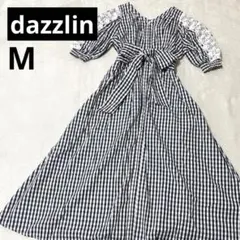 ダズリン　レース　ロングワンピース　シャツワンピース　ギンガムチェック　M 半袖