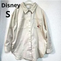 Disney 千趣会 ミッキーマウス刺繍 ベージュ長袖シャツ ゆったり大きめのサムネイル
