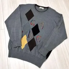 adabatグレー ダイヤモンドパターン セーター