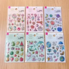 ダイソー　デコレーションシール　6点まとめて　ぷくぷく　カプセルシール　ぷくっと