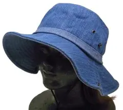 ハット デニム　サファリハット つば広ハット BBQ キャンプ フェス uv対策