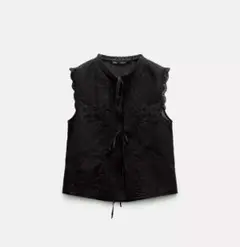 ZARA リボンエンブロイダリーレーストップス