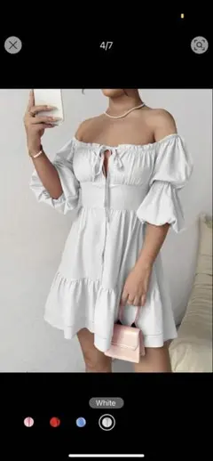 オフショルダー ミニワンピース