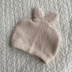 ウサギ耳付きベビー帽子 淡いピンク　新生児　赤ちゃん