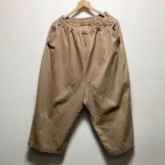 Samansa Mos2 コットンワイドパンツ ベージュ 深又 ウエストゴム