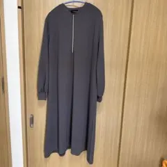 チャコールグレー マタニティ ワンピース 長袖 ジッパー付き