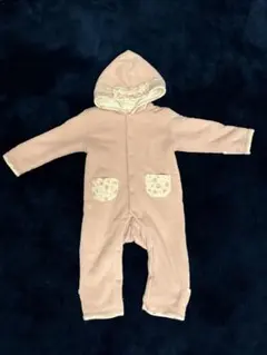 【とにかく暖かい！】冬用防寒 フード付きピンクのジャンプスーツ サイズ80