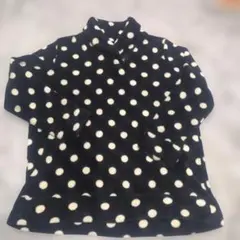 フリース長袖トップス 黒白水玉XL