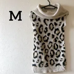 豹柄ニットベスト ヒョウ柄 ノースリーブ