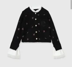 eimy istoire Attachedcollarフラワーカーディガン黒