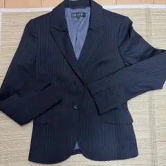 INDIVI ネイビー ストライプ ビジネスジャケット　サイズ38
