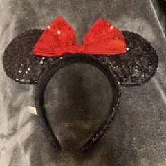 【パーク内１度のみ使用】ディズニー　ミニー　スパンコール　カチューシャ