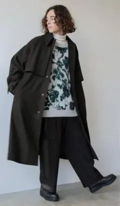 HARE ロングコート　トレンチコート　ブラック　黒