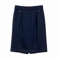 Max Mara マックスマーラ 銀タグ サイドライン レザー使い 膝丈スカートのサムネイル