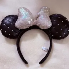 キルティング 黒白 ミニー カチューシャ