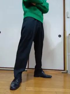 値下げ ユニクロ S 黒 スラックス ウエストゴム 腰ひも付き テーパード