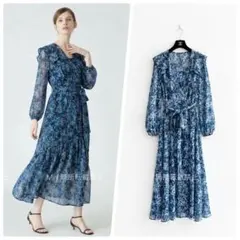 【ルルウィルビー】定価5.9万　ランダムフラワーカシュワンピース　花柄　フレア