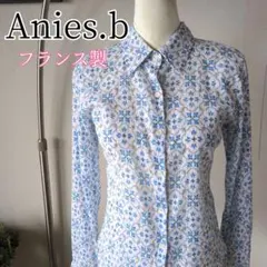 【フランス製】アニエスベー　楊柳コットンシャツ　ストレッチ入り　総柄