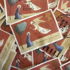 おしゃれな外国切手　イギリス　クリスマス切手　40枚　海外切手　紙もの　古切手