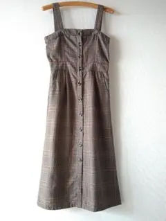 チェック キャミワンピ ロング 冬