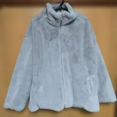 【✧美品！✧】グレー ファー ジップアップコート フリーサイズ