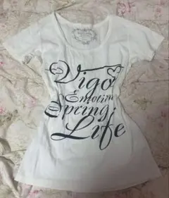 トップス 白 プリント 英字 英語 平成 デカ文字