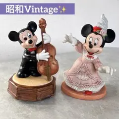 ヴィンテージ✨ミッキー&ミニー フィギュアセット 陶器製 オルゴール　訳あり