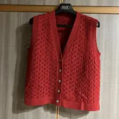 ハンドメイド　ベスト　赤