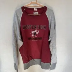Duffer】長袖トレーナー クラック加工プリント サガラ刺繍 グレー M 
