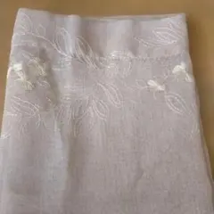 カフェカーテン 刺繍入り ホワイト　2 枚
