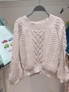 INGNI イング くすみピンク 編み込みデザイン ニット M トップス