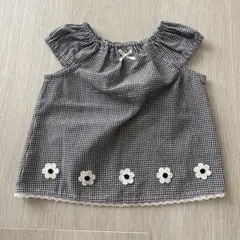 ギンガムチェック フリル袖 トップス