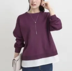 シューラルー　一枚で簡単こなれ見え スポンディッシュ裾レイヤード風ニット