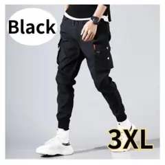 【新品】ジョガーパンツ 3XL カーゴパンツ ブラック 黒